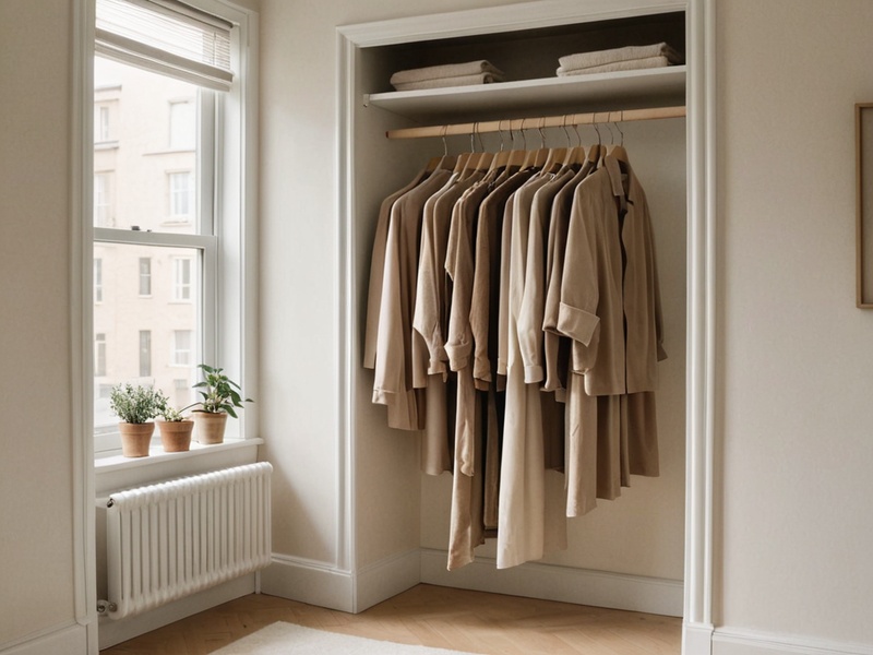 Small apartment closet with matching hangers