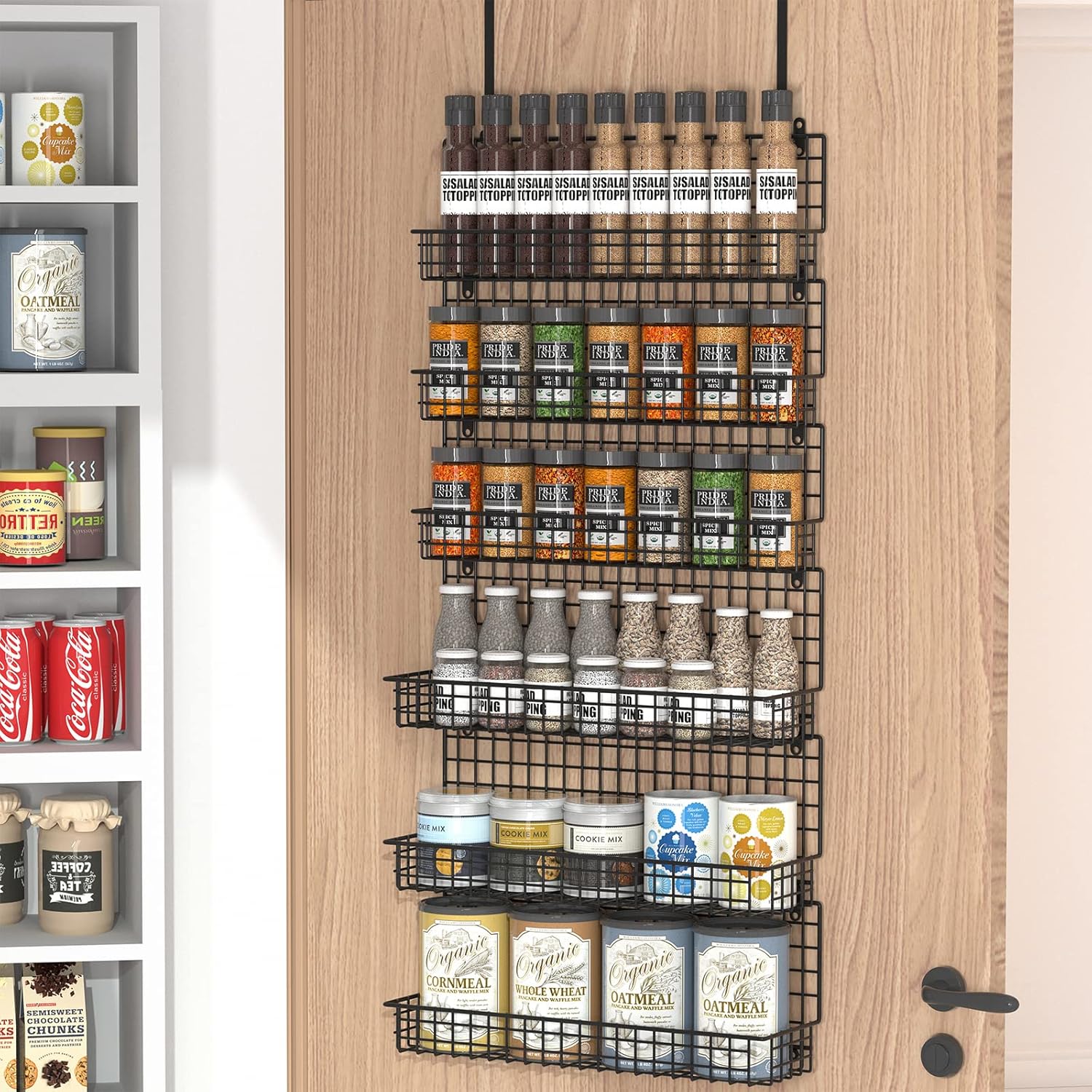 Over-the-cabinet-door spice rack