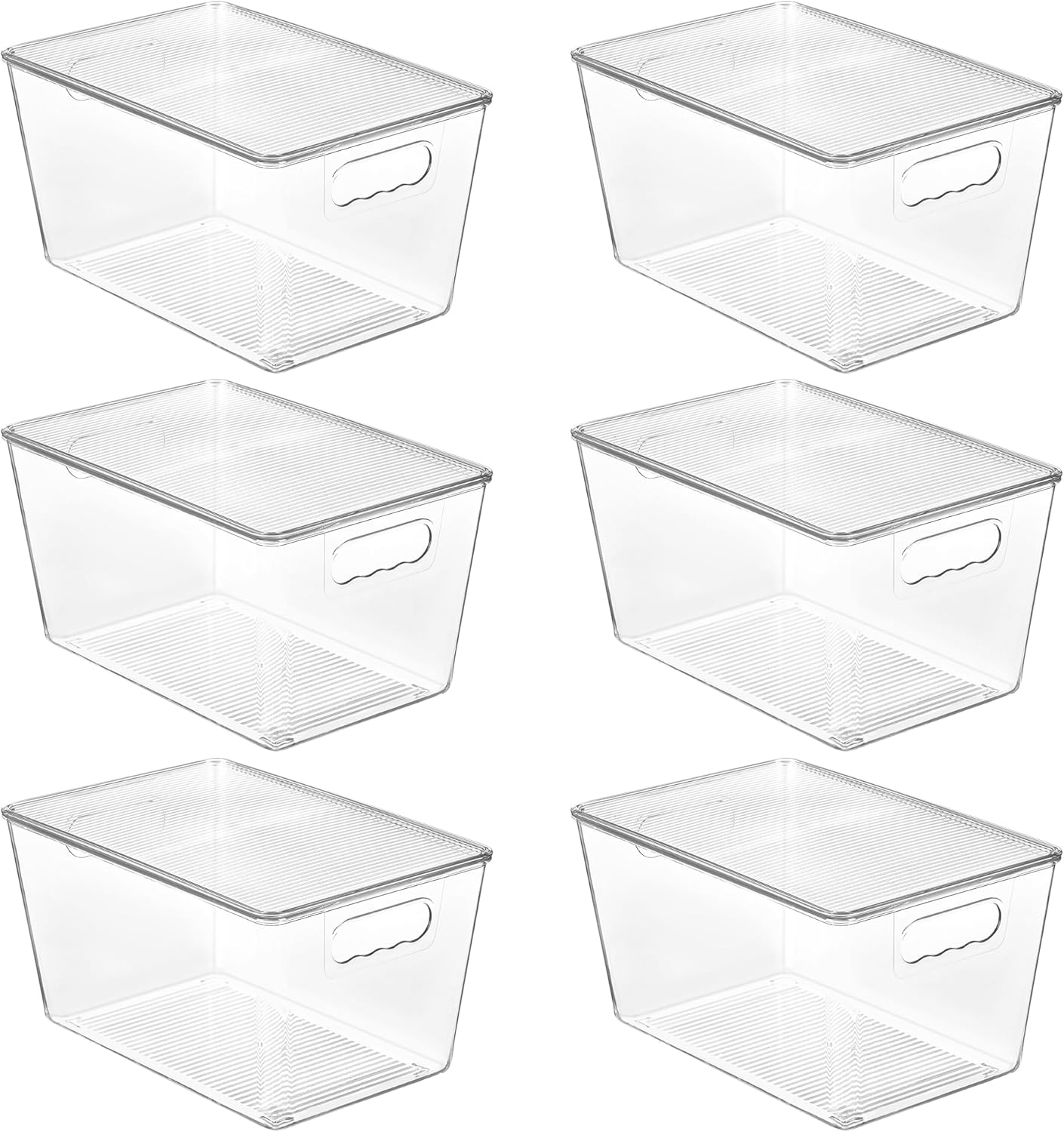 Stackable clear pantry bins with airtight lids
